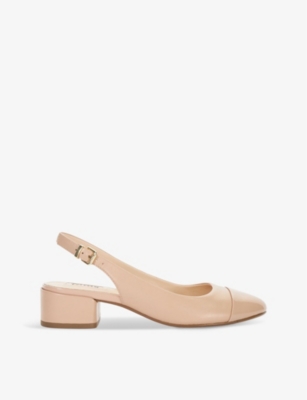 Shop Dune Casing Sling-back Heeled Leather Ballet Flats In Blush-leather