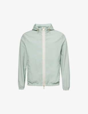 Shop Eleventy Hooded Relaxed-fit Wool-blend Shell Jacket In Green