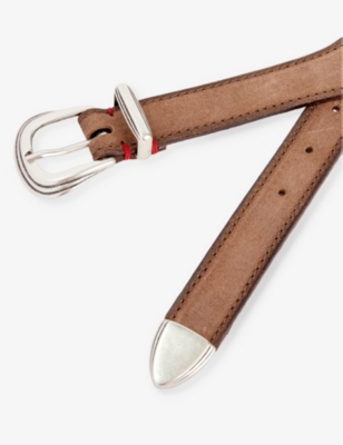 Shop Eleventy Men's Sand Contrast-trim Cotton-blend Belt
