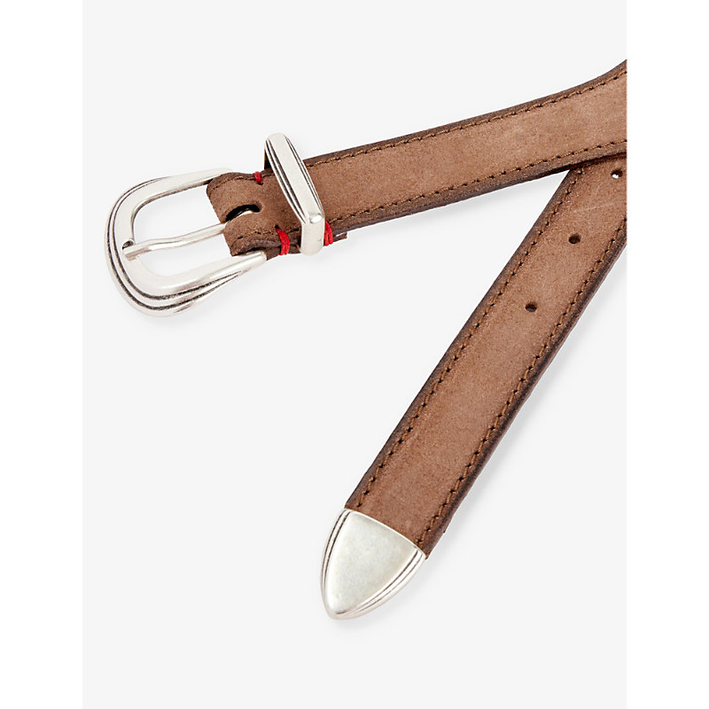 Shop Eleventy Men's Sand Contrast-trim Cotton-blend Belt