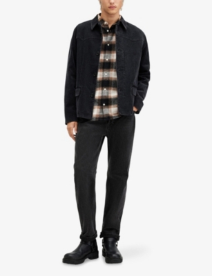 Allsaints Mercy Plaid Cotton Flannel Button-up Shirt In Rusty Orange