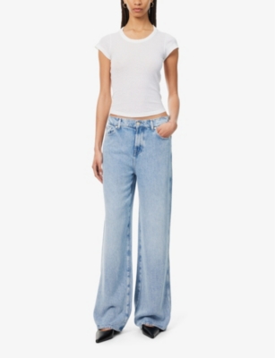 Shop 7 For All Mankind Women's Abyss Scout Belt-loop Wide-leg Mid-rise Woven Jeans