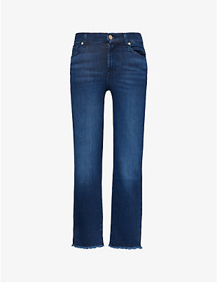 7 FOR ALL MANKIND: The Straight slim-fit cropped denim-blend jeans