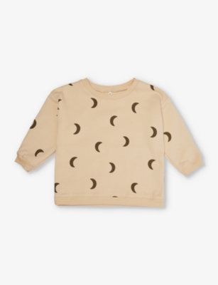 Organic Zoo Babies' Desert Midnight Organic Cotton-jersey Sweatshirt 3-48 Months In Cream/olive Moon Print