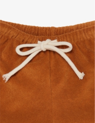 Shop Organic Zoo Orange Waffle Drawstring-waist Organic-cotton Towelling Shorts