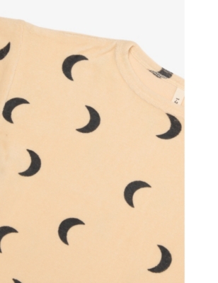 Shop Organic Zoo Boys Cream/moon Print Kids Graphic-print Short-sleeve Organic-cotton Towelling T-shirt 0