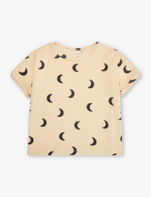 Shop Organic Zoo Graphic-print Short-sleeve Organic-cotton Towelling T-shirt 0-4 Years In Cream/moon Print
