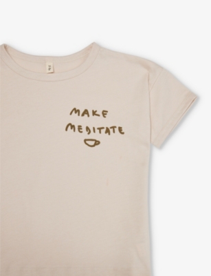 Shop Organic Zoo Off White Make Meditate Short-sleeve Organic-cotton T-shirt 0-5 Years