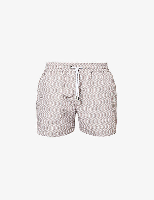 FRESCOBOL CARIOCA: Copa Camada swirl-print recycled-polyester swim shorts