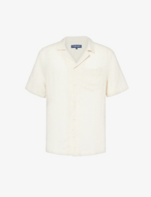 Frescobol Carioca Mens Yellow Haze Angelo Patch-pocket Relaxed-fit Linen Shirt In Yellow Haze