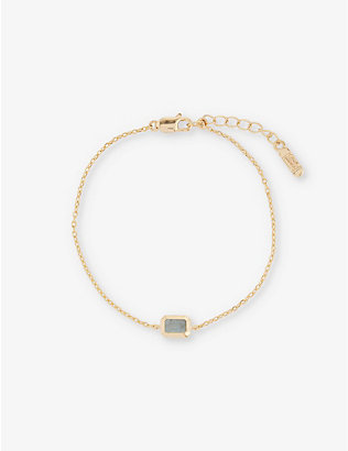 EDGE OF EMBER: Deco March Birthstone 18ct yellow-gold-plated recycled sterling-silver and aquamarine bracelet