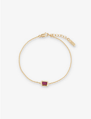 EDGE OF EMBER: Deco July Birthstone 18ct yellow-gold-plated recycled sterling-silver and ruby bracelet