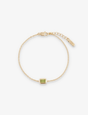 EDGE OF EMBER: Deco August Birthstone 18ct yellow-gold-plated recycled sterling-silver and peridot bracelet