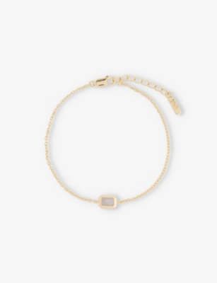 EDGE OF EMBER: Deco June Birthstone 18ct yellow-gold-plated recycled sterling-silver and moonstone bracelet