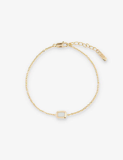 EDGE OF EMBER: Deco October Birthstone 18ct yellow-gold-plated recycled sterling-silver and opal bracelet
