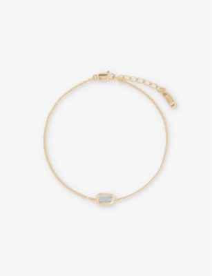 EDGE OF EMBER: Deco December Birthstone 18ct yellow-gold-plated recycled sterling-silver and blue topaz bracelet
