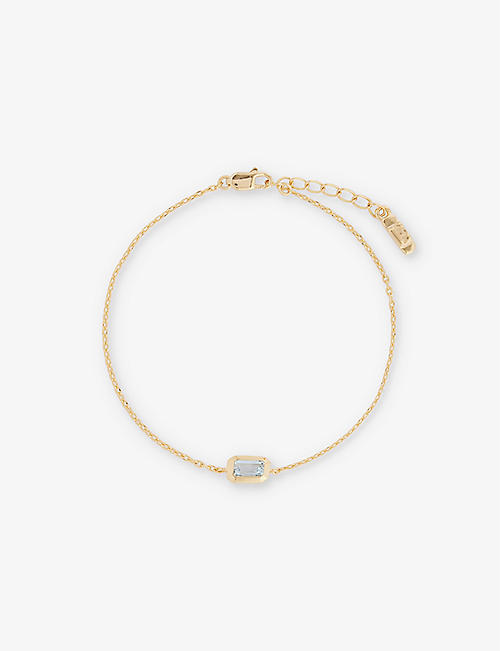 EDGE OF EMBER: Deco December Birthstone 18ct yellow-gold-plated recycled sterling-silver and blue topaz bracelet
