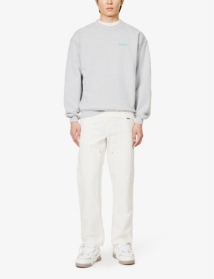 Shop Represent Men's Ash Grey Marl Owners' Club Slogan-print Relaxed-fit Cotton-jersey Sweatshirt