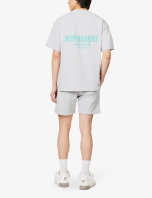 Shop Represent Men's Ash Grey Marl Owners' Club Slogan-print Cotton-jersey T-shirt