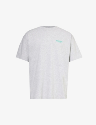Shop Represent Men's Ash Grey Marl Owners' Club Slogan-print Cotton-jersey T-shirt