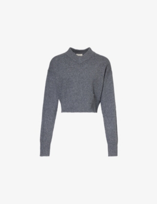 ADANOLA: V-neck cropped knitted sweater