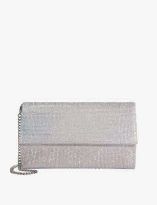 Shop Dune Women's Silver-diamantes Esmes Sparkle-embellished Woven Box Clutch