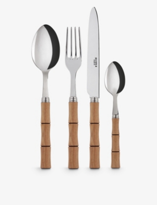 Shop Sabre Bamboo Light Bamboo-handle 24-pieces Stainless-steel Cutlery Set