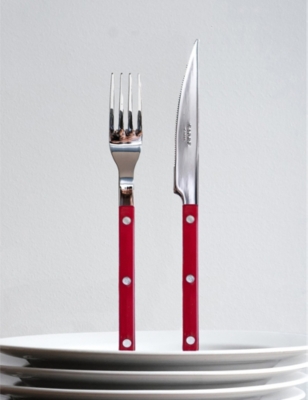 Shop Sabre Burgundy Bistrot 4-pieces Stainless-steel Cutlery Set