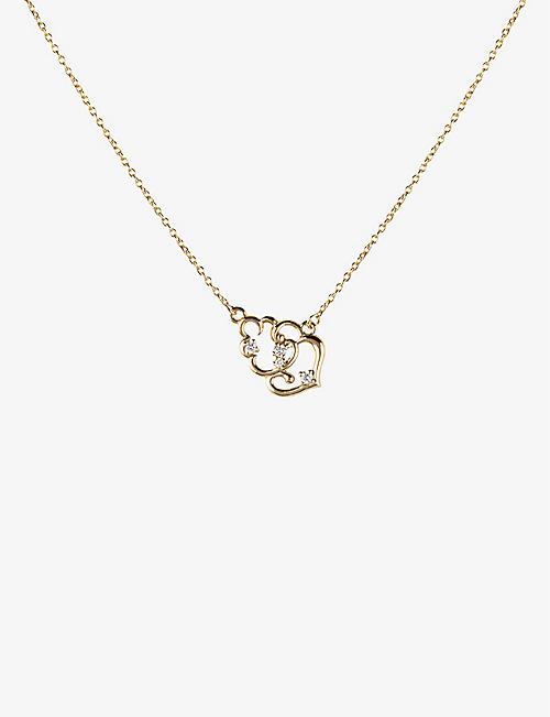 LA MAISON COUTURE: Coracao MATILDE 14ct recycled yellow-gold and 0.071ct diamond pendant necklace