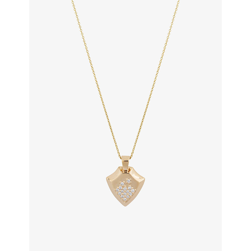 La Maison Couture Womens Gold Matilde Shield 14ct Recycled Yellow-gold And 0.15ct Diamond Pendant Ne