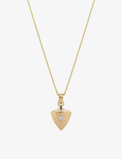 LA MAISON COUTURE: MATILDE Brave 14ct recycled yellow-gold and 0.15ct diamond pendant necklace