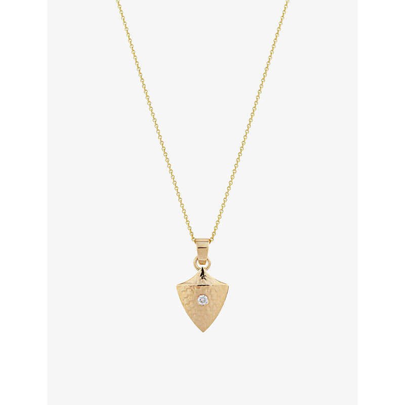 La Maison Couture Womens Gold Matilde Brave 14ct Recycled Yellow-gold And 0.15ct Diamond Pendant Nec
