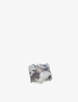 LA MAISON COUTURE: Biiju Camo rhodium-coated sterling-silver ring