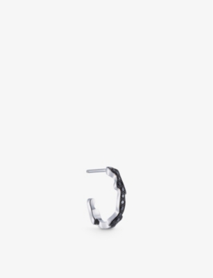 Shop La Maison Couture Women's Silver Biiju By Night Black Diamond And Platinum Single Hoop Earring