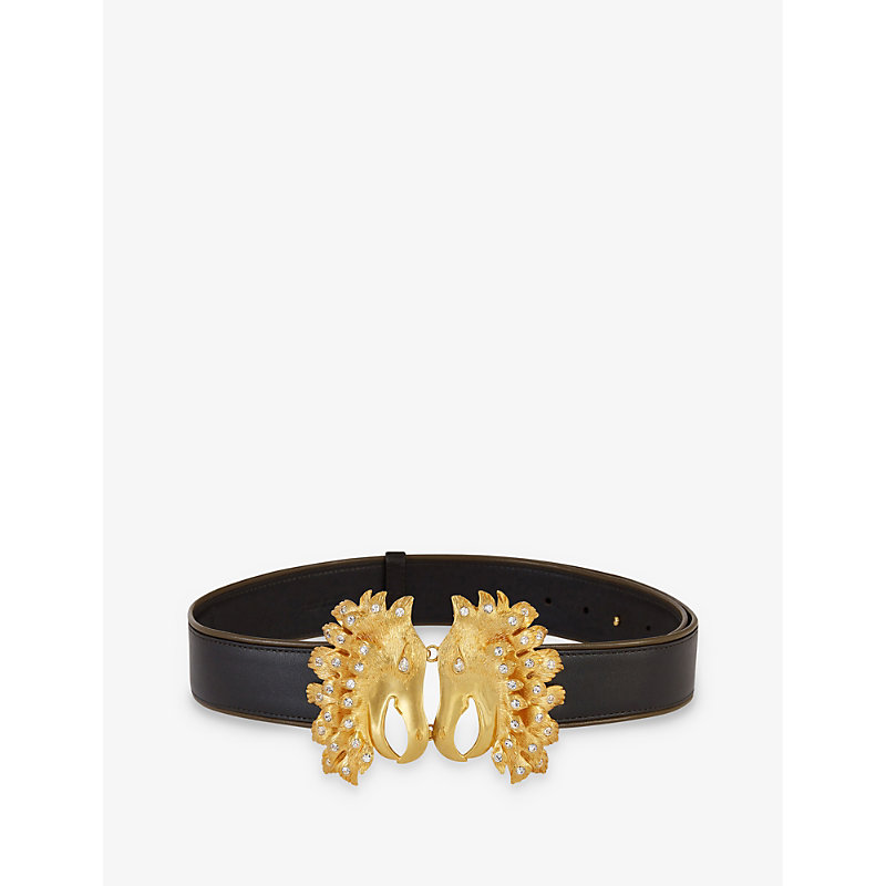La Maison Couture Women's Black Sonia Petroff Griffin 24ct Gold-plated Brass, Crystal And Leather Be