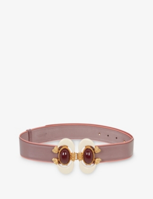 La Maison Couture Womens Pink Sonia Petroff Aries 24ct Gold-plated Brass, Cabochon Stones And Leathe