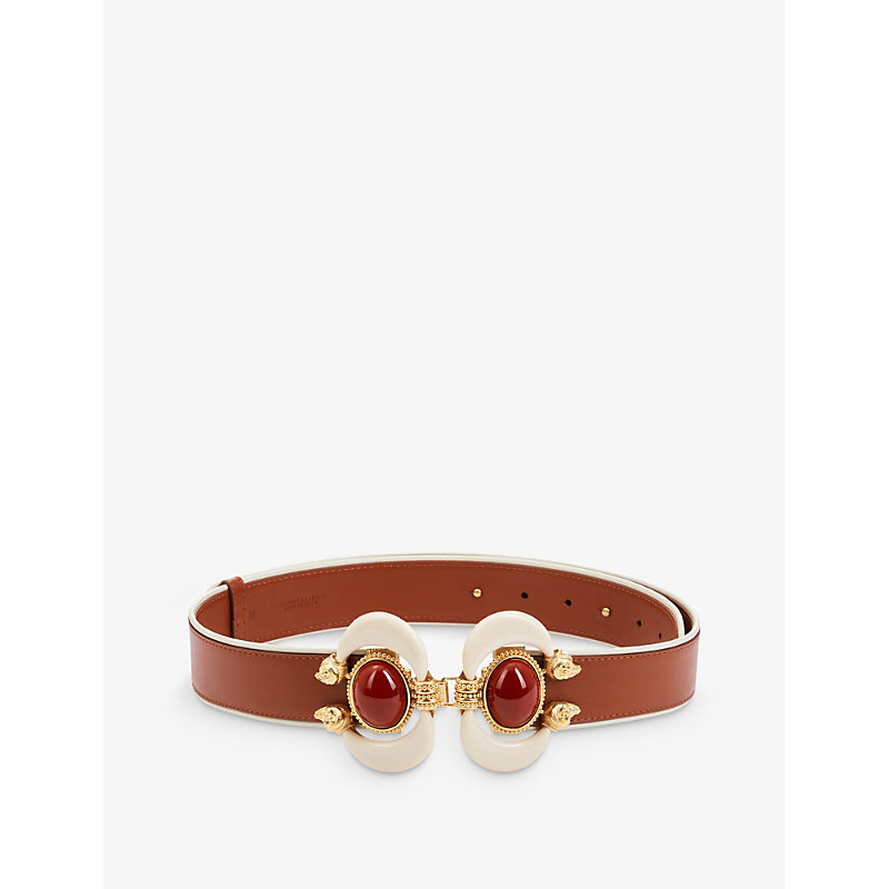 La Maison Couture Women's Brown Sonia Petroff Aries 24ct Gold-plated Brass, Cabochon Carnelian Stone