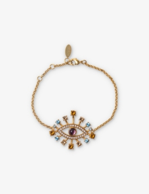 La Maison Couture Womens Multi Sonia Petroff Eye 24ct Yellow Gold-plated Brass And Swarovski Crystal