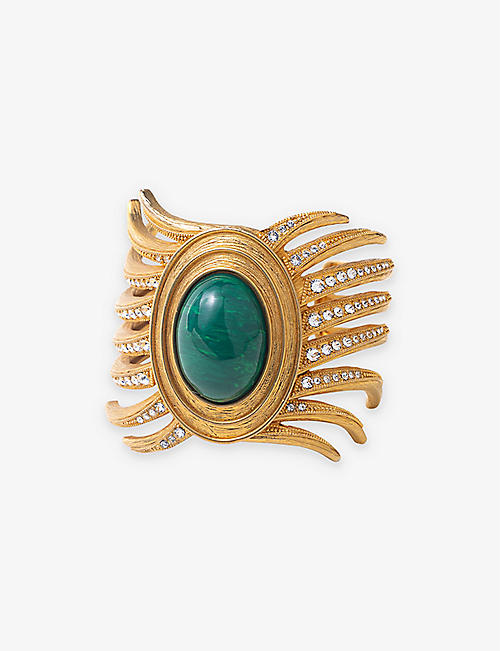LA MAISON COUTURE: Sonia Petroff Sun 24ct yellow gold-plated brass, Swarovski crystal and gemstone bracelet