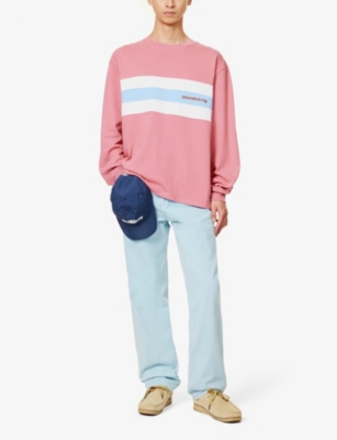 Shop Awake Ny Men's Pink Stripe Long-sleeved Cotton-jersey Sweatshirt