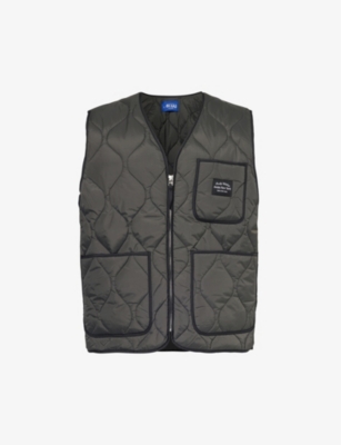 Awake Ny Mens Charcoal Quilted-pattern V-neck Regular-fit Shell Gilet