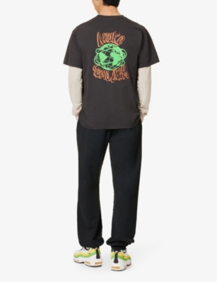 Shop Awake Ny Men's Black Crawford Brand-print Cotton-jersey T-shirt