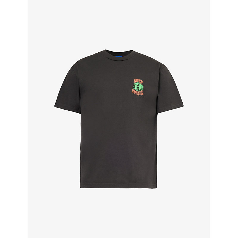 Shop Awake Ny Mens Black Crawford Brand-print Cotton-jersey T-shirt