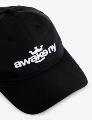 Shop Awake Ny Men's Black Brand-embroidered Six-panel Shell Cap