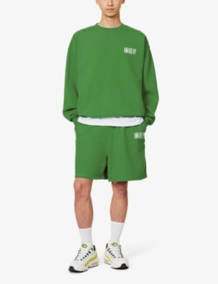 Shop Awake Ny Men's Green Awake Brand-embroidered Cotton-jersey Shorts