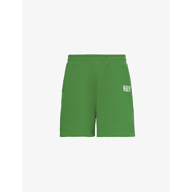 Awake Ny Mens Green Awake Brand-embroidered Cotton-jersey Shorts