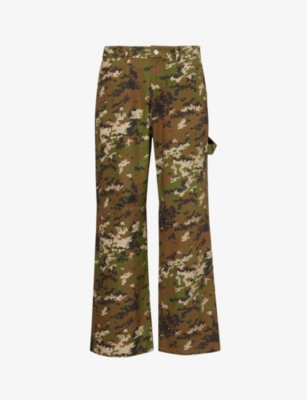 AWAKE NY: Camo brand-patch regular-fit straight-leg cotton trousers