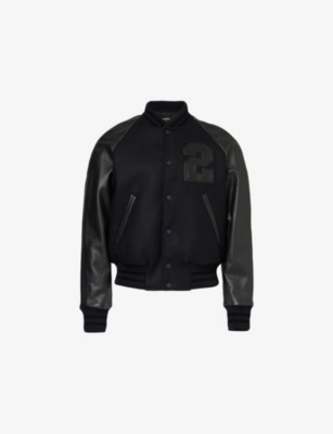 DSQUARED2: 2-patch contrast-sleeve wool-blend jacket