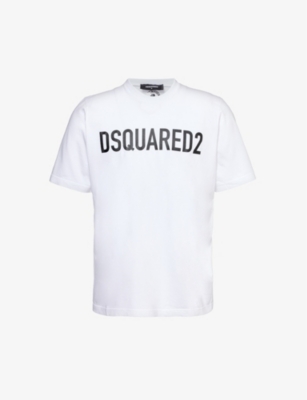 Shop Dsquared2 Men's White Logo-print Relaxed-fit Cotton-jersey T-shirt