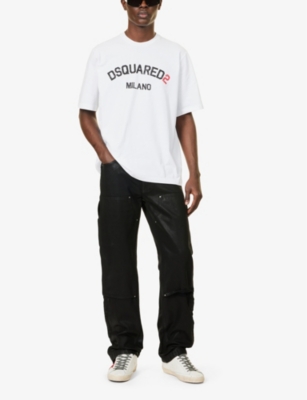 Shop Dsquared2 Men's White Milano Logo-print Relaxed-fit Cotton-jersey T-shirt
